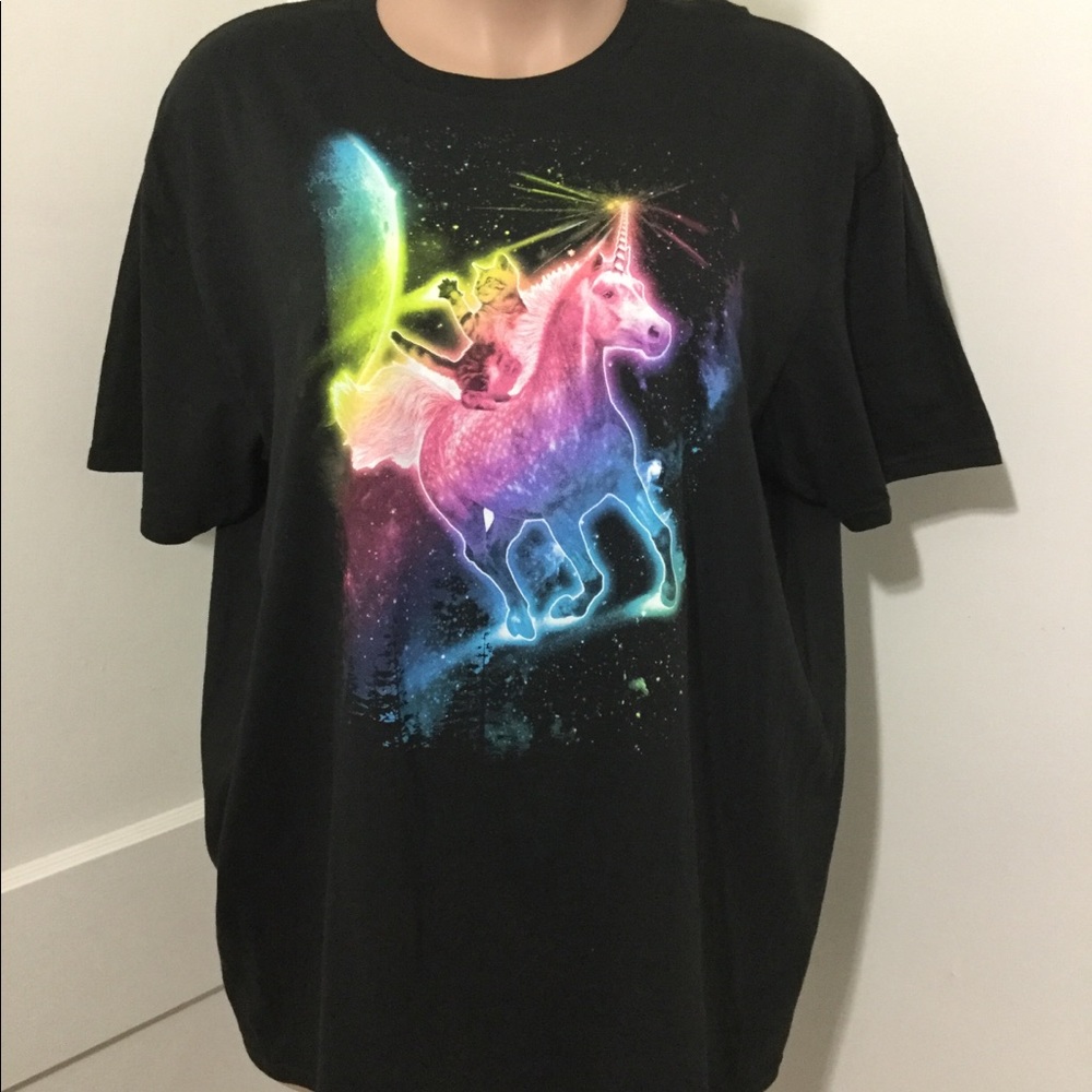 COPY - Cat and Unicorn Rainbow T shirt